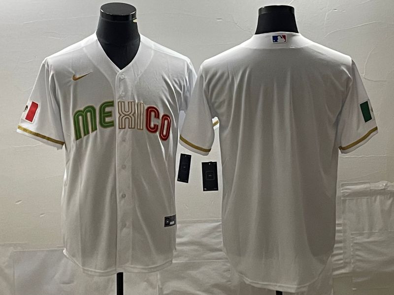 Men 2023 World Cub Mexico Blank White gold Nike MLB Jersey